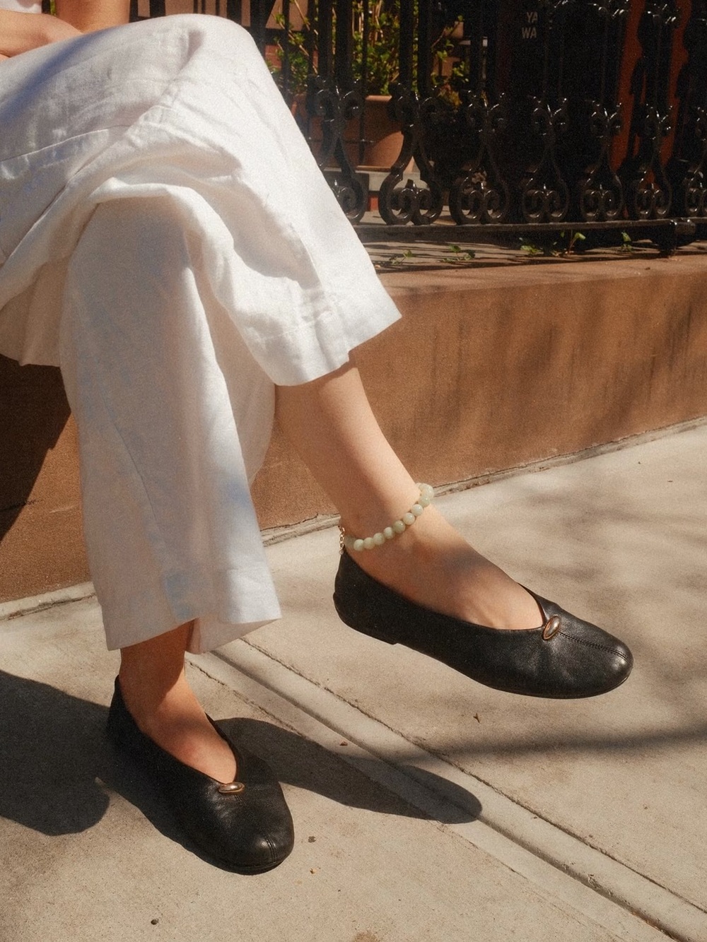 Zara Black Leather Slip-On Loafers with Gold Accent